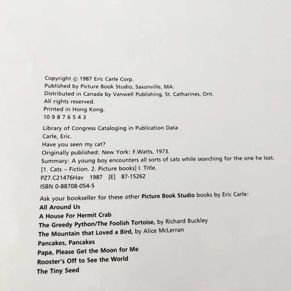 Have You Seen My Cat? by Eric Carle [HARDCOVER RE-ISSUE] 1987 • Picture Book Studio