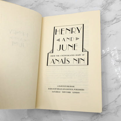 Henry and June by Anaïs Nin [XL TRADE PAPERBACK] 1990 • HBJ Movie Tie-in