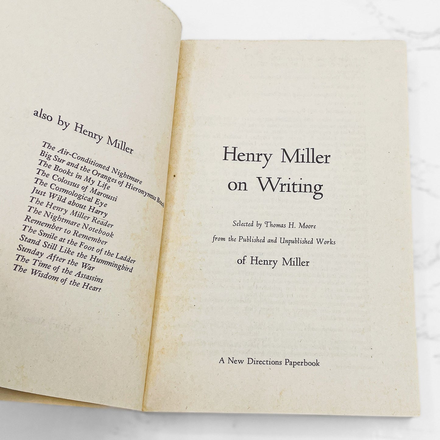 Henry Miller on Writing [TRADE PAPERBACK] 1964 • New Directions