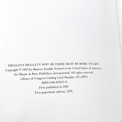 Higglety Pigglety Pop! or There Must Be More to Life by Maurice Sendak [FIRST PAPERBACK EDITION] 1979 • Harper & Row