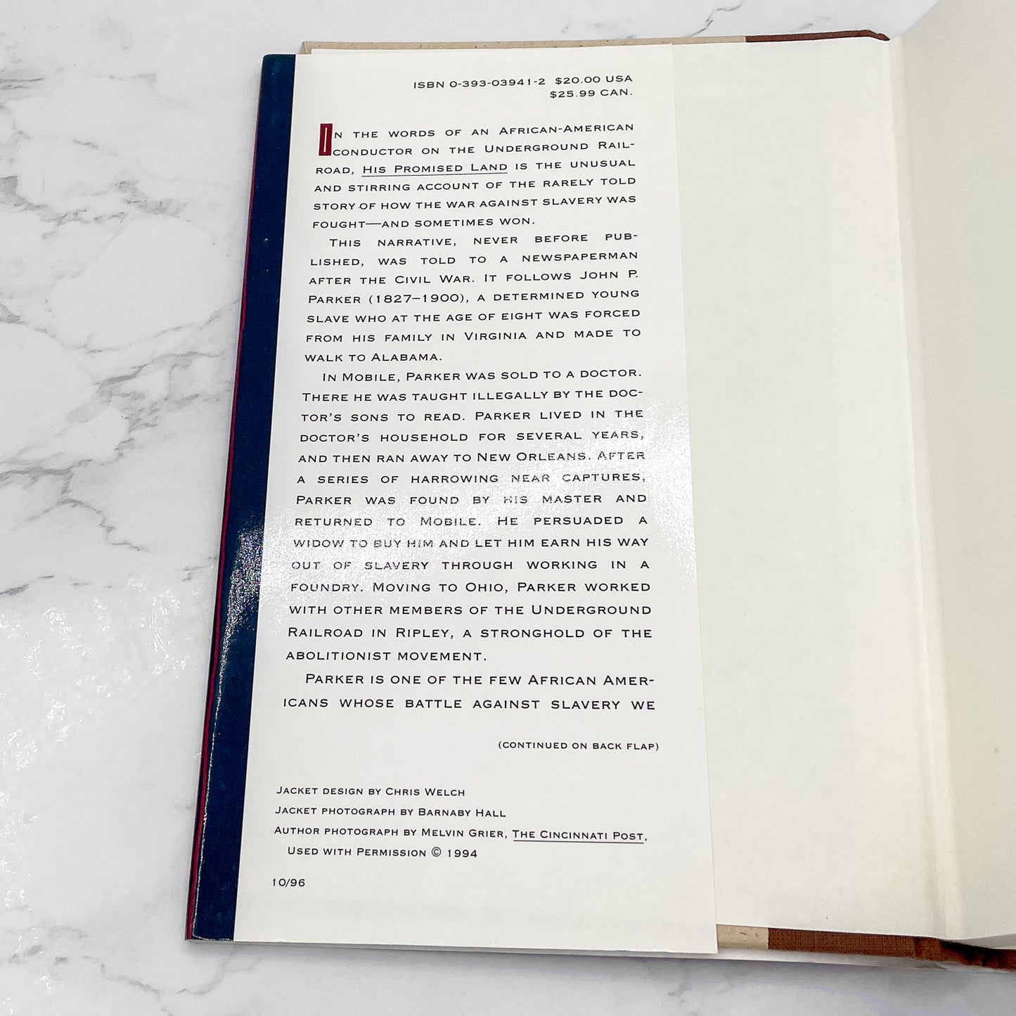 His Promised Land: The Autobiography of John P. Parker edited by Stuart Seely Sprague [FIRST EDITION • FIRST PRINTING] 1996