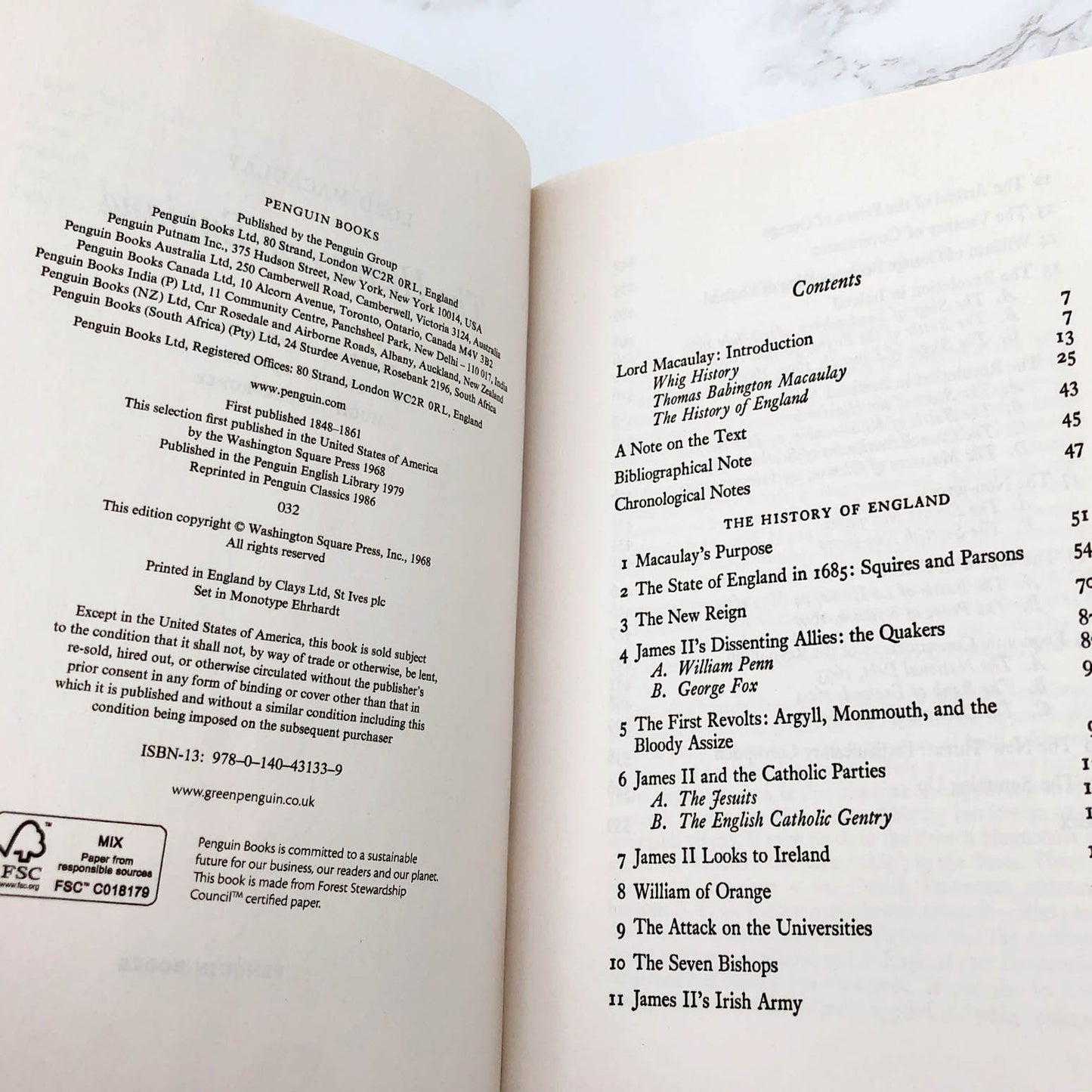 The History of England by Lord Thomas Babington Macaulay [TRADE PAPERBACK] 1986 • Penguin Classics