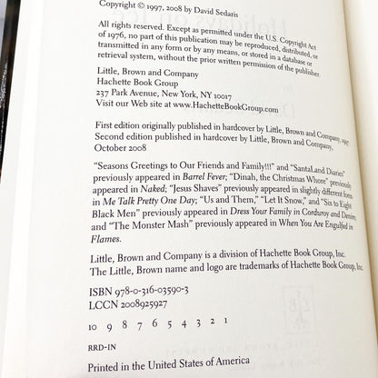 Holidays on Ice by David Sedaris SIGNED! [HARDCOVER RE-ISSUE] 2008 • Little Brown & Co.