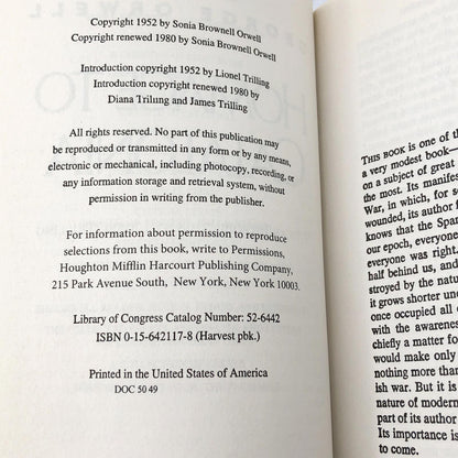 Homage to Catalonia by George Orwell [TRADE PAPERBACK] • Harvest