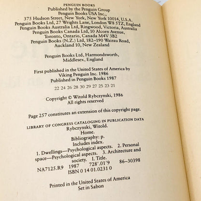 Home : A Short History of an Idea by Witold Rybczynski [TRADE PAPERBACK] 1987 • Penguin
