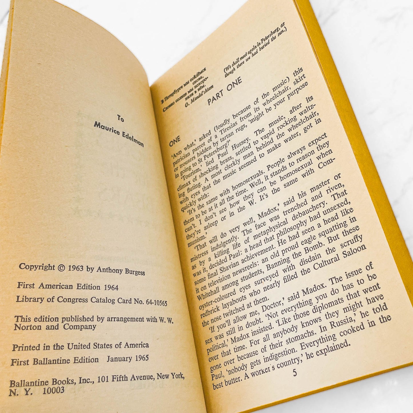 Honey For the Bears by Anthony Burgess [FIRST U.S. PAPERBACK PRINTING] 1965 • Ballantine