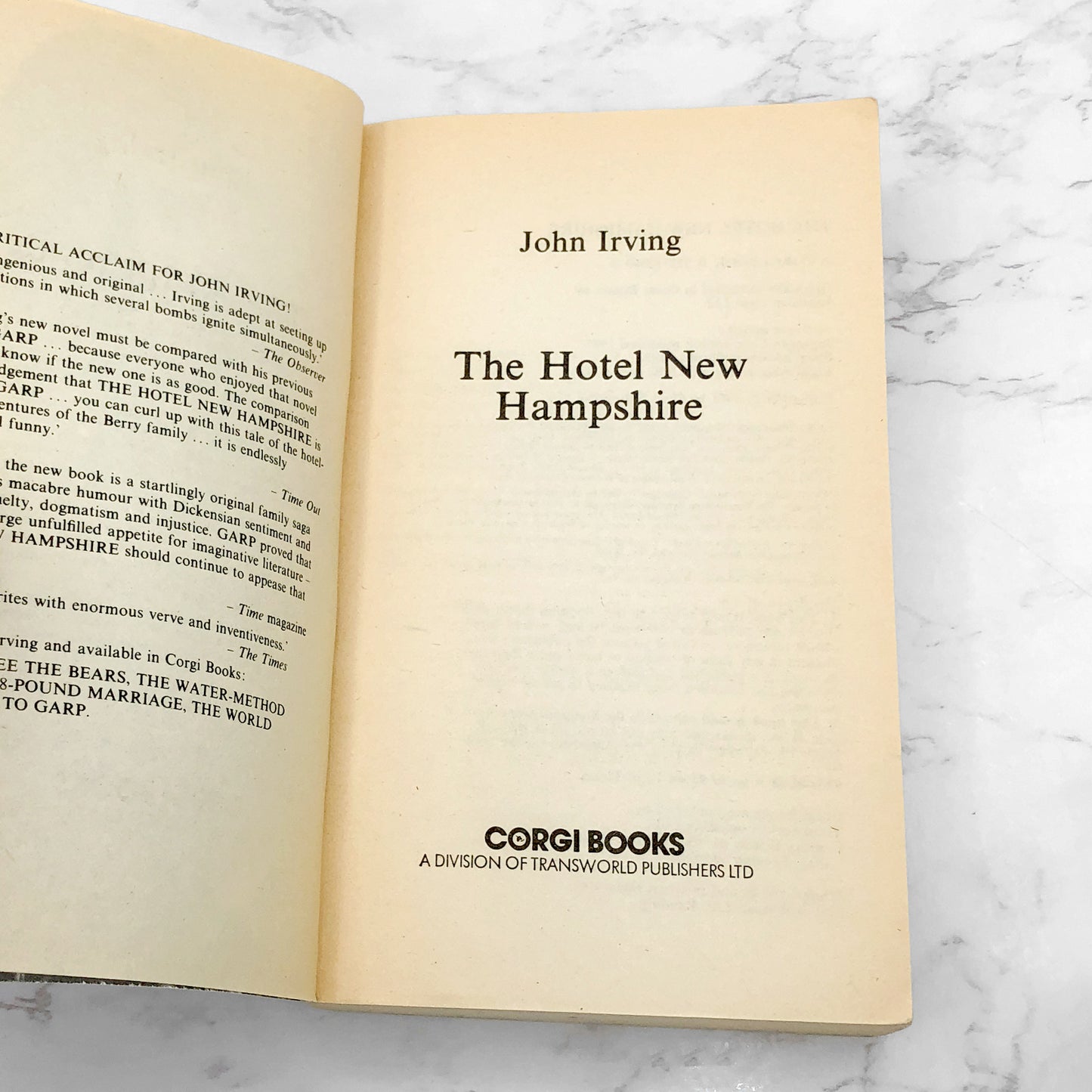 The Hotel New Hampshire by John Irving [FIRST U.K. PAPERBACK EDITION] 1983 • Corgi Books
