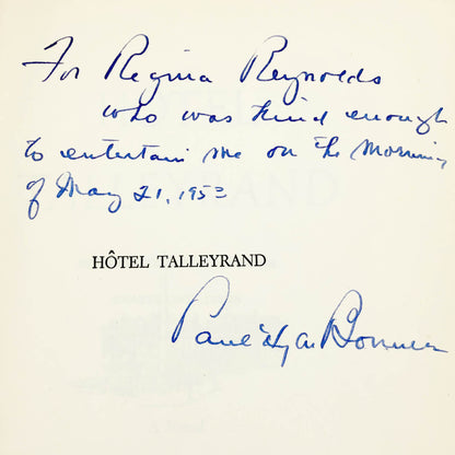 Hotel Talleyrand by Paul Hyde Bonner SIGNED! [FIRST EDITION] 1953 • Charles Scribner's Sons