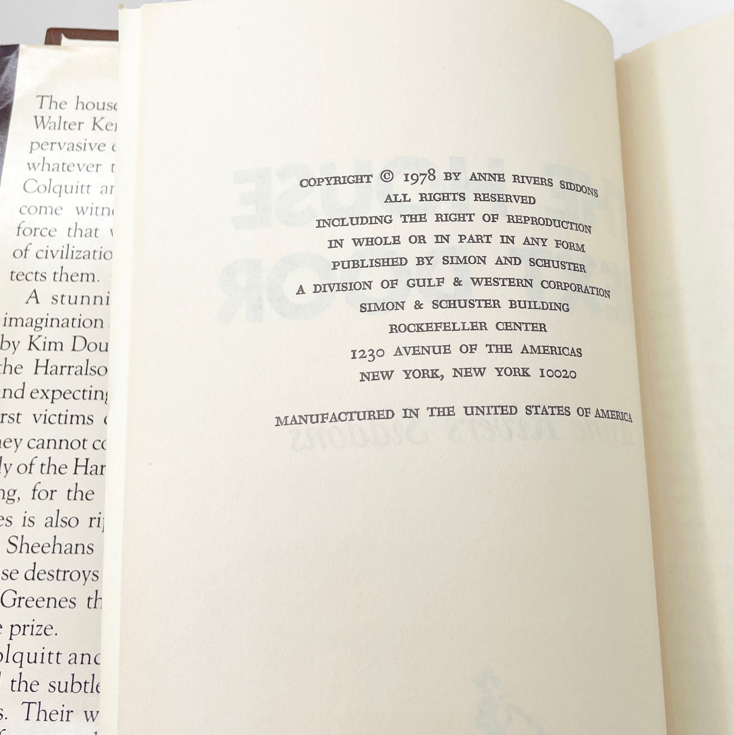 The House Next Door by Anne Rivers Siddons [1978 HARDCOVER] BCE • Simon & Schuster