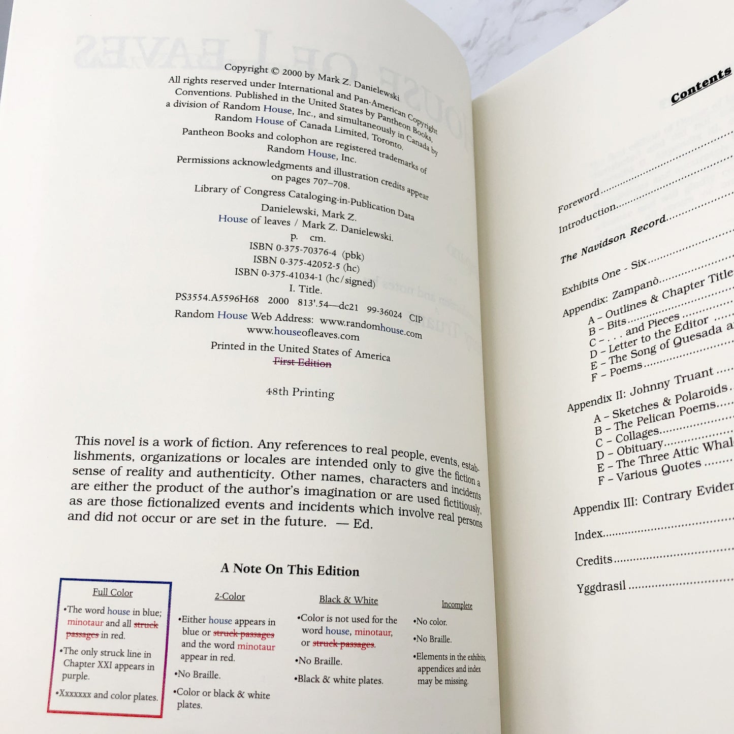 House of Leaves by Mark Z. Danielewski [REMASTERED FULL-COLOR EDITION] 2000  ❧ Pantheon Softcover