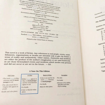 House of Leaves by Mark Z. Danielewski [2-COLOR EDITION / BLUE] 2000 • Pantheon Softcover