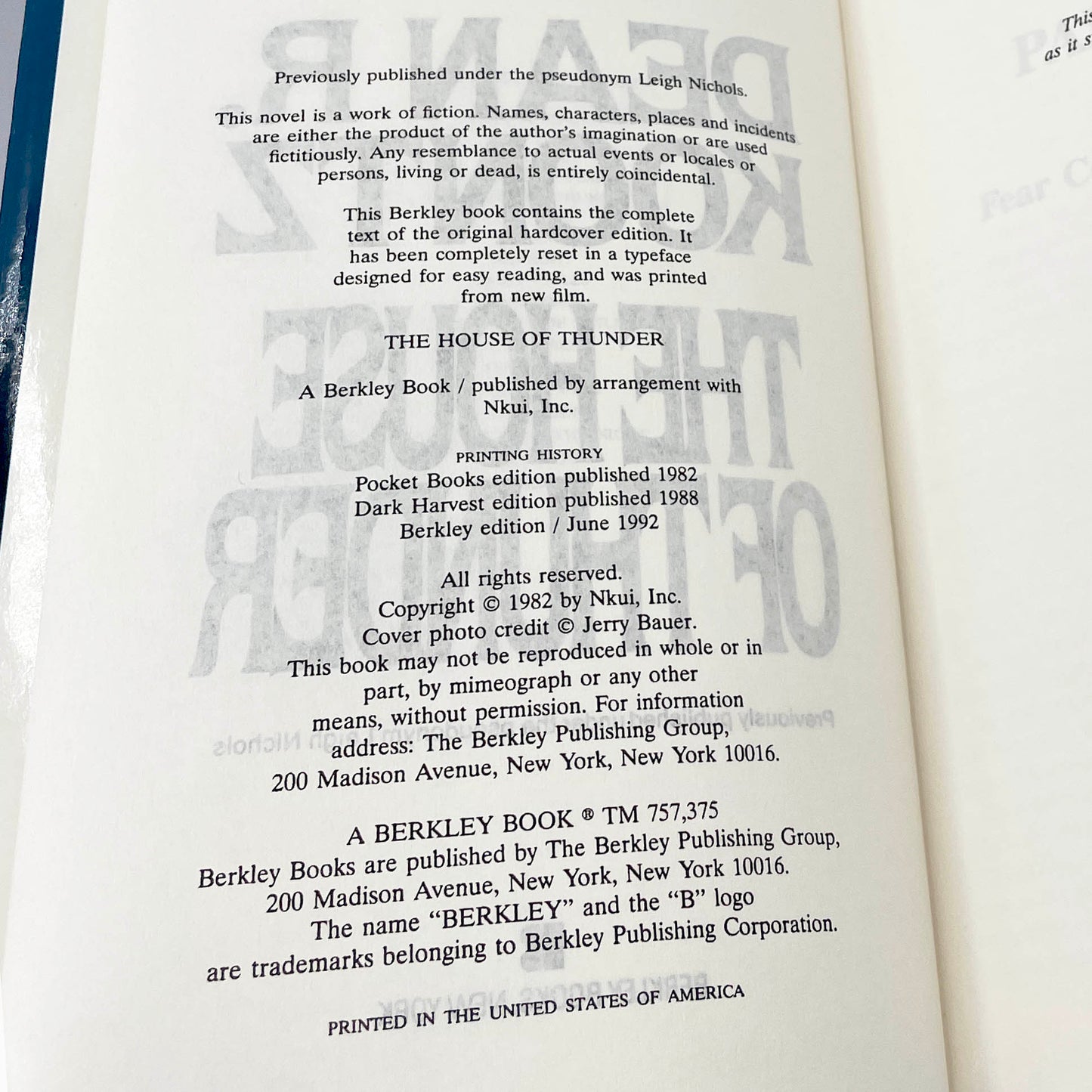 The House of Thunder by Dean Koontz [FIRST HARDCOVER EDITION] BCE • 1992 • Berkley