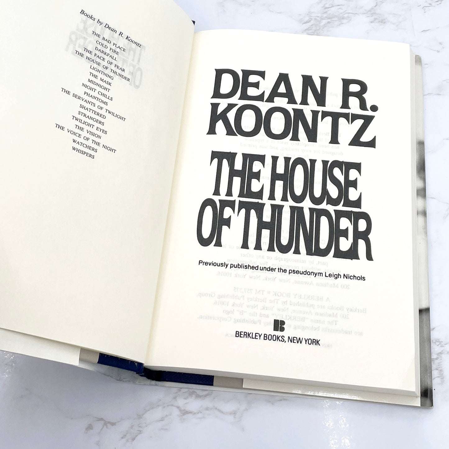 The House of Thunder by Dean Koontz [FIRST HARDCOVER EDITION] BCE • 1992 • Berkley