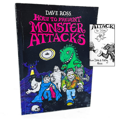 How to Prevent Monster Attacks by Dave Ross SIGNED + DOODLED! [PAPERBACK ADVANCE] 1984