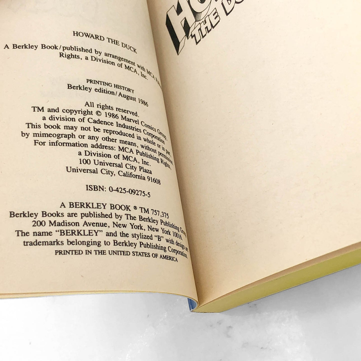 Howard The Duck by Ellis Weiner [MOVIE TIE-IN PAPERBACK] 1986 • Berkley