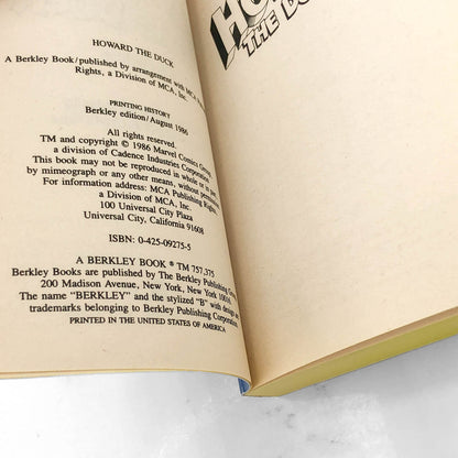 Howard The Duck by Ellis Weiner [MOVIE TIE-IN PAPERBACK] 1986 • Berkley