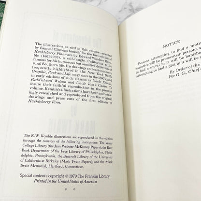 The Adventures of Huckleberry Finn by Mark Twain & illustrated by Edward Windsor Kemble [ILLUSTRATED HARDCOVER] 1979 • The Franklin Library