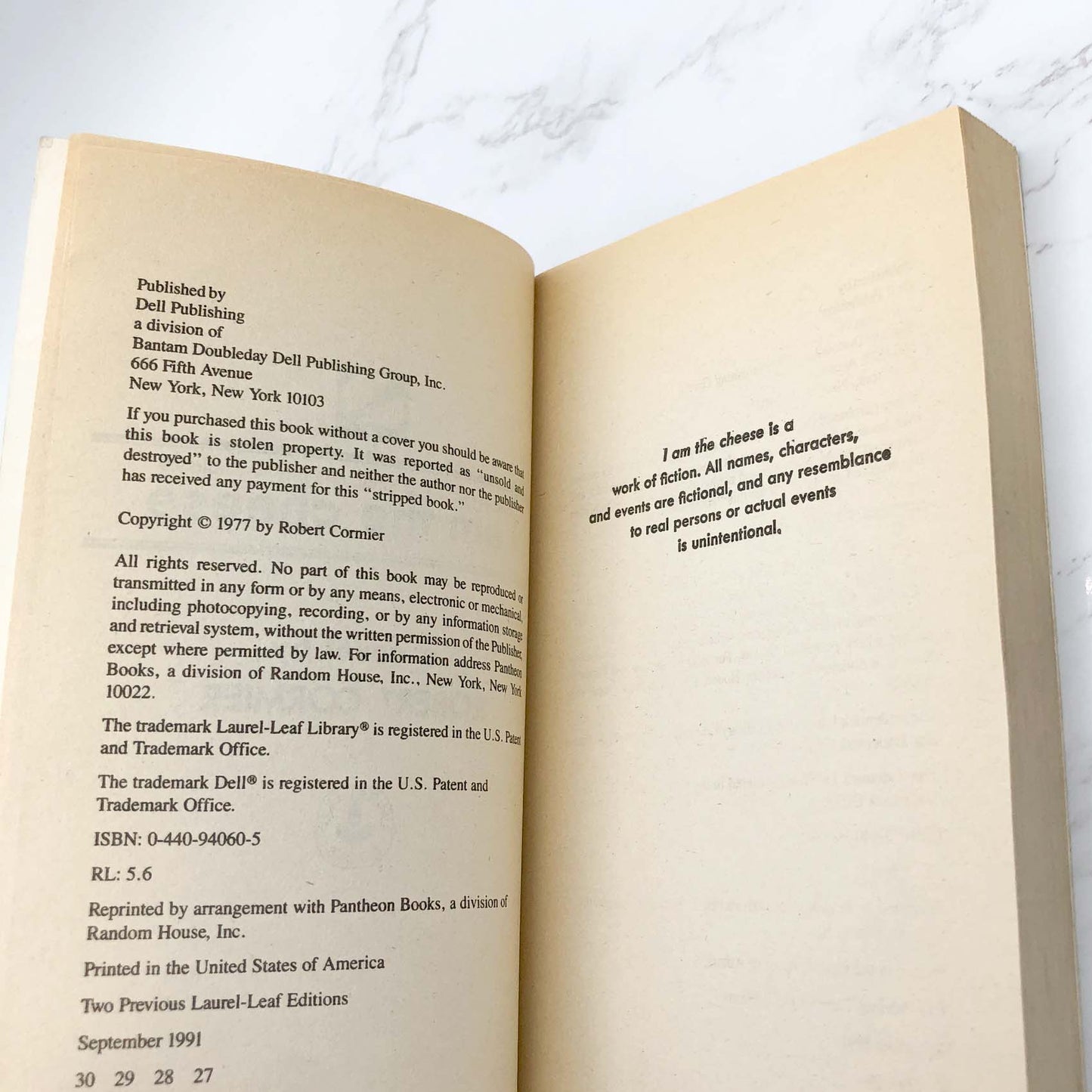 I Am the Cheese by Robert Cormier [1991 PAPERBACK] • Laurel-Leaf