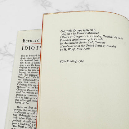 Idiots First by Bernard Malamud [FIRST EDITION] 1964  • Farrar Straus Giroux