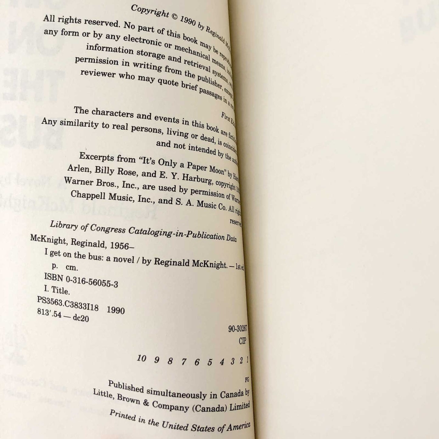 I Get on the Bus by Reginald McKnight [FIRST PAPERBACK PRINTING] 1990 • Little Brown & Co.