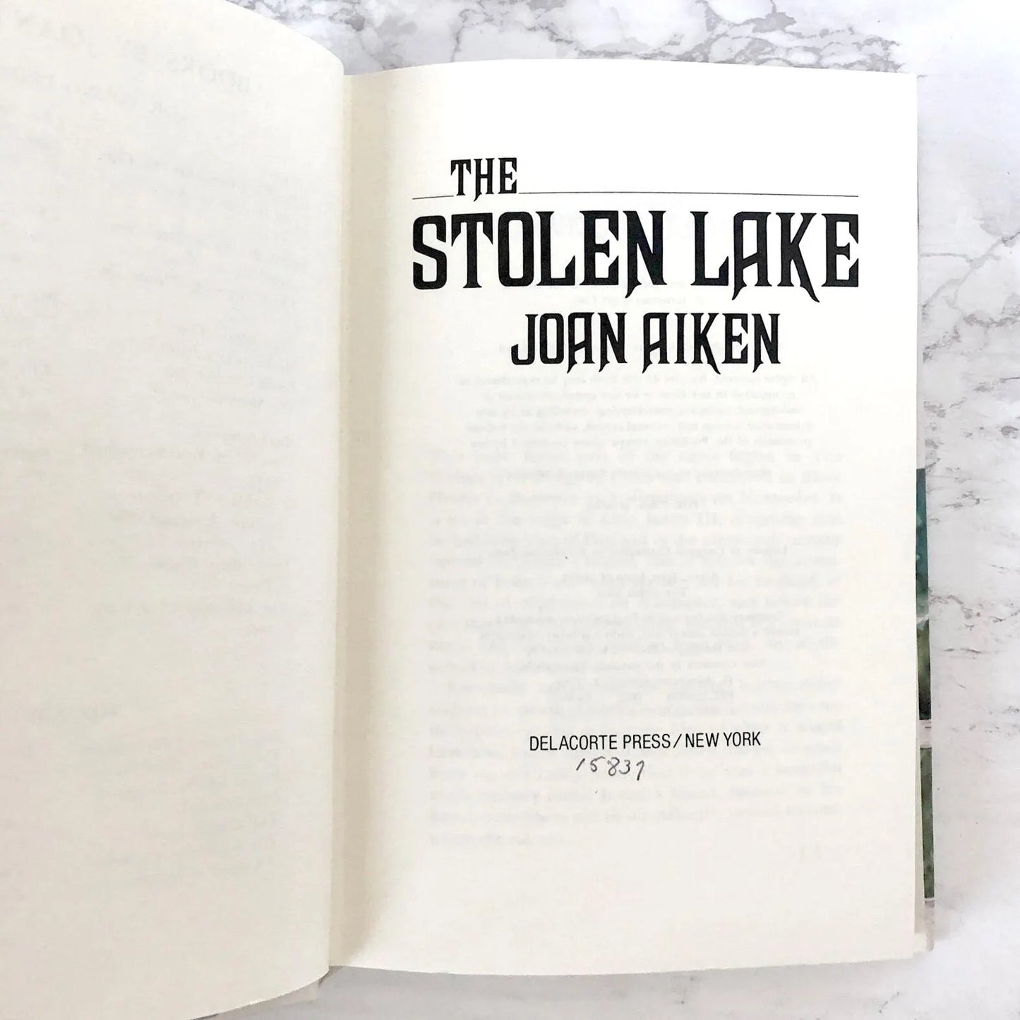 The Stolen Lake by Joan Aiken [FIRST BOOK CLUB EDITION] 1981 • Delacorte
