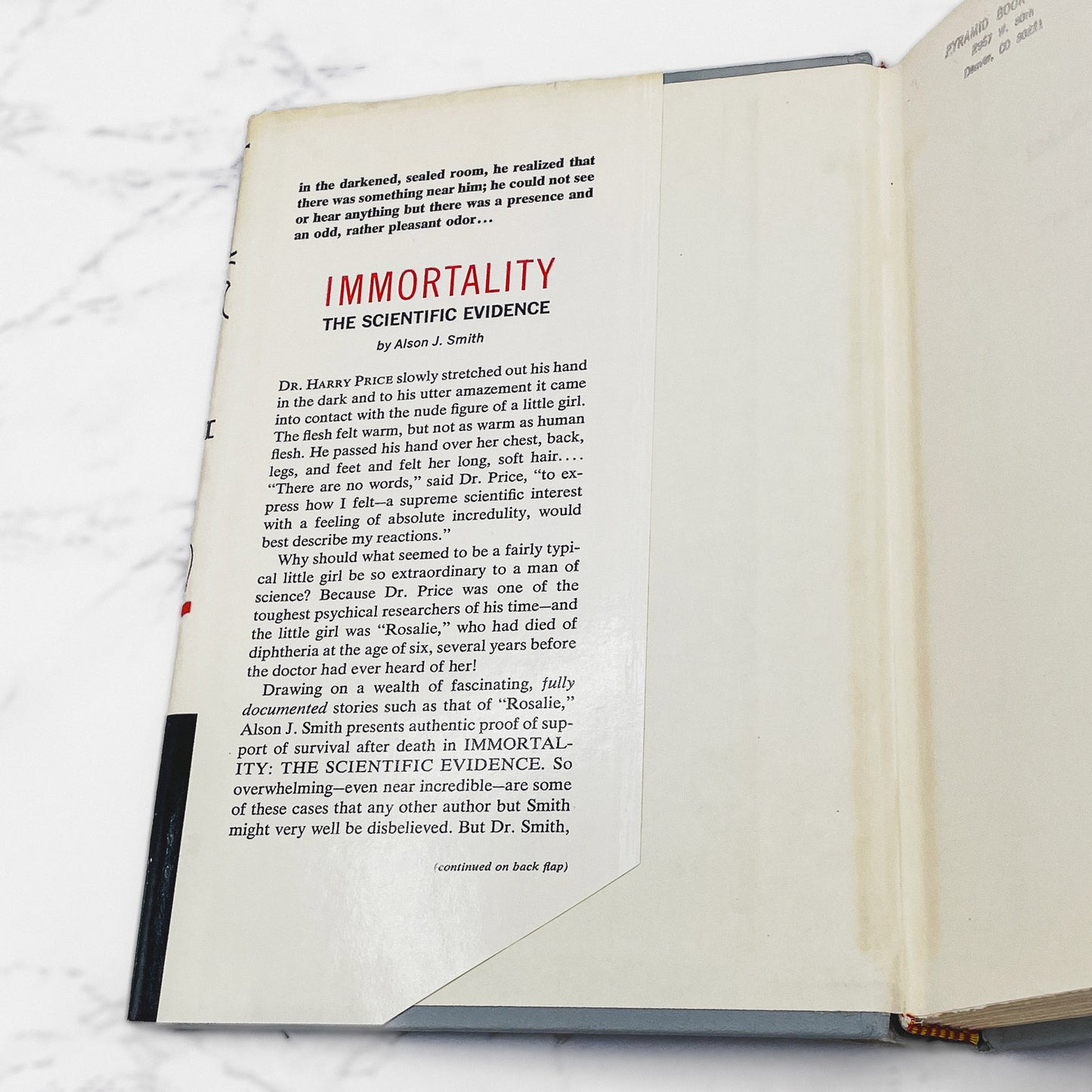 Immortality: The Scientific Evidence by Alson J. Smith [1954 HARDCOVER] BCE • Prentice-Hall