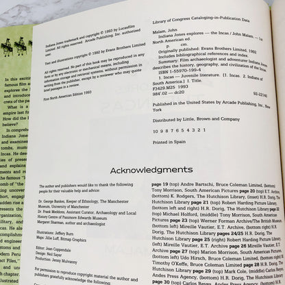 Indiana Jones Explores... The Incas by John Malam [FIRST EDITION] 1993 • Arcade