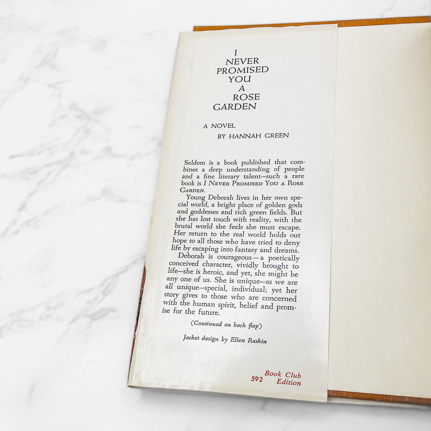 I Never Promised You a Rose Garden by Hannah Green [FIRST BOOK CLUB EDITION] 1964 • HRW