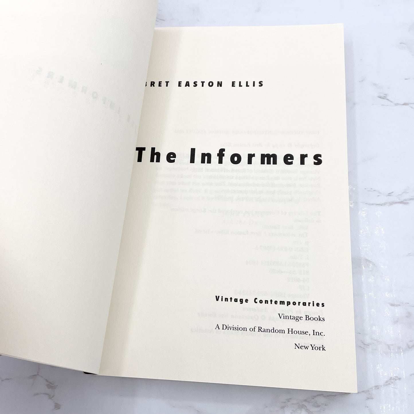 The Informers by Bret Easton Ellis [FIRST PAPERBACK EDITION] 1995 • Vintage Contemporaries