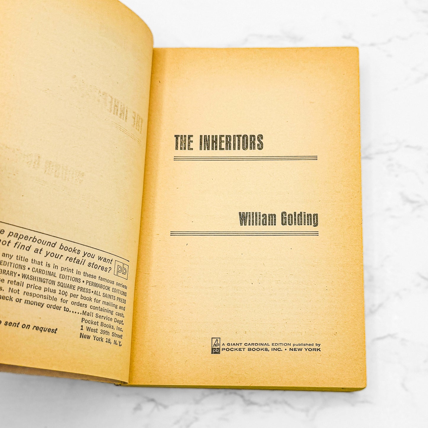 The Inheritors by William Golding [FIRST PAPERBACK PRINTING] 1963 • Pocket Giant Cardinal