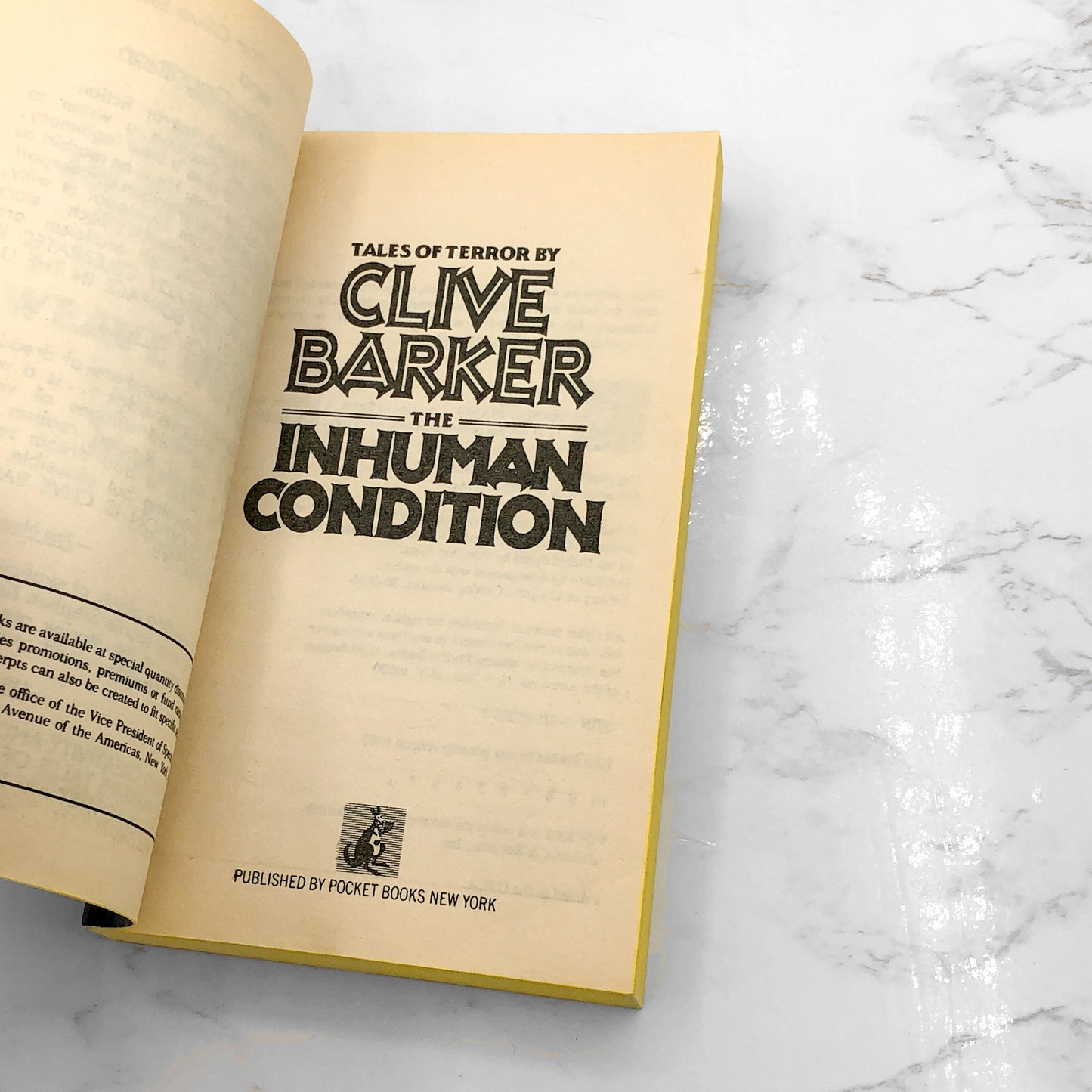 The Inhuman Condition by Clive Barker [FIRST PAPERBACK PRINTING] 1987 • Pocket Horror