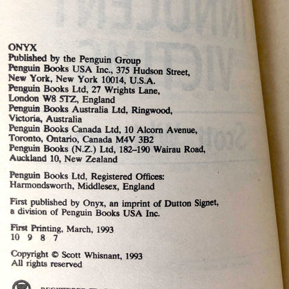 Innocent Victims by Scott Whisnant [1993 PAPERBACK] • Onyx True Crime