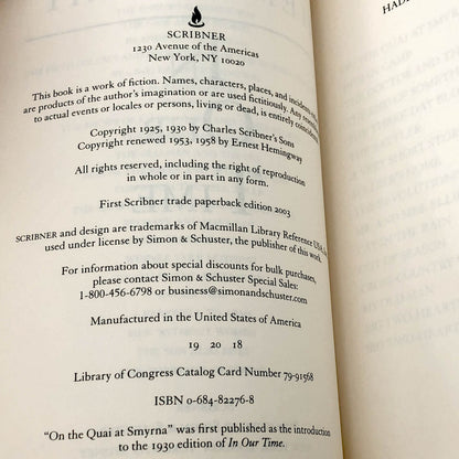 In Our Time by Ernest Hemingway [TRADE PAPERBACK] 2003 • Scribner