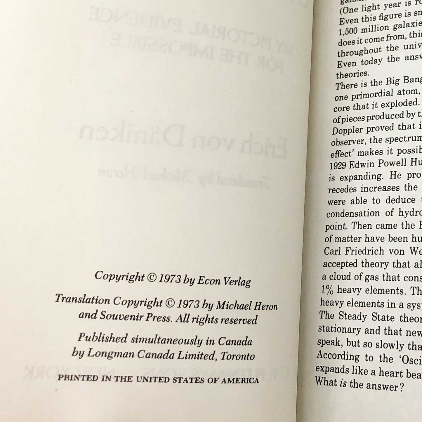 In Search of Ancient Gods by Erich von Däniken [1973 HARDCOVER] G.P. Putnam's Sons