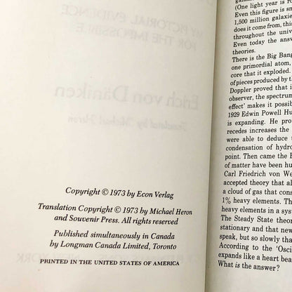 In Search of Ancient Gods by Erich von Däniken [1973 HARDCOVER] G.P. Putnam's Sons