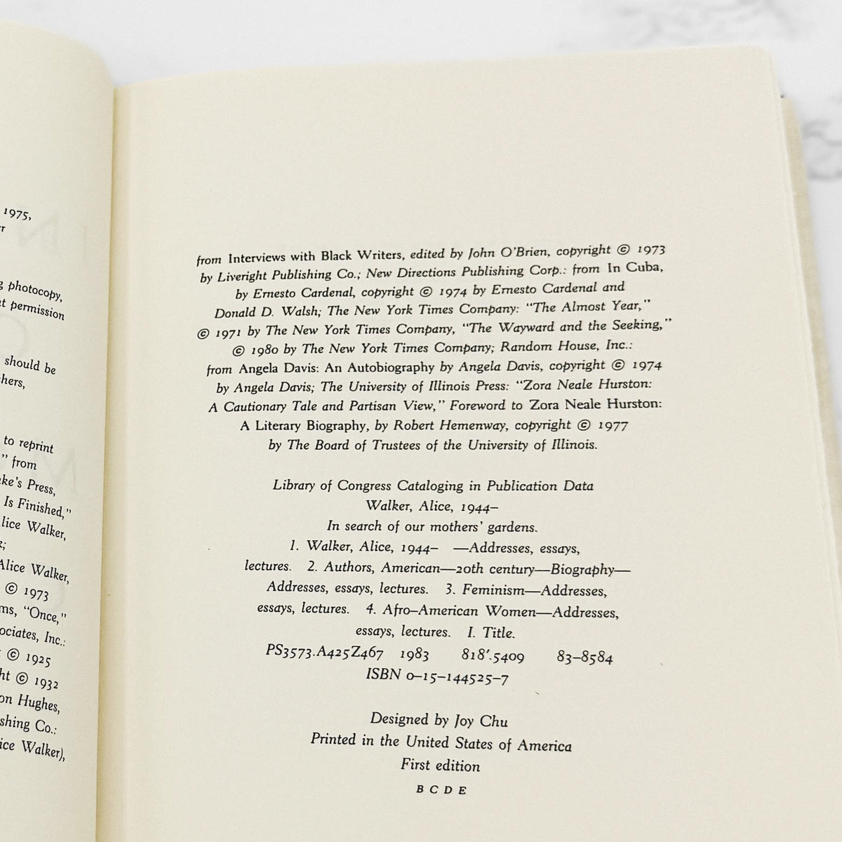 In Search of Our Mothers' Gardens by Alice Walker [FIRST EDITION] 1983 • HBJ