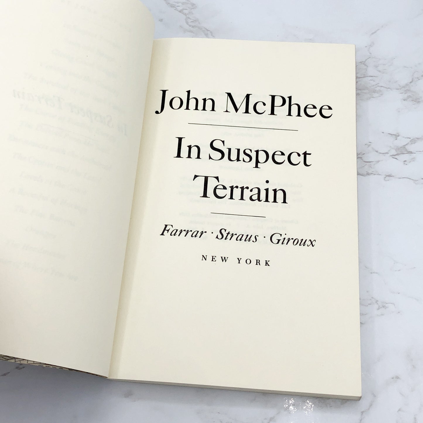 In Suspect Terrain by John McPhee [FIRST PAPERBACK PRINTING] 1983 • Farrar Straus Giroux