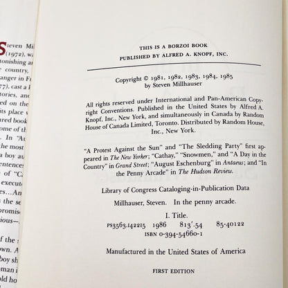 In the Penny Arcade by Steven Millhauser [FIRST EDITION • FIRST PRINTING] 1985 • Knopf