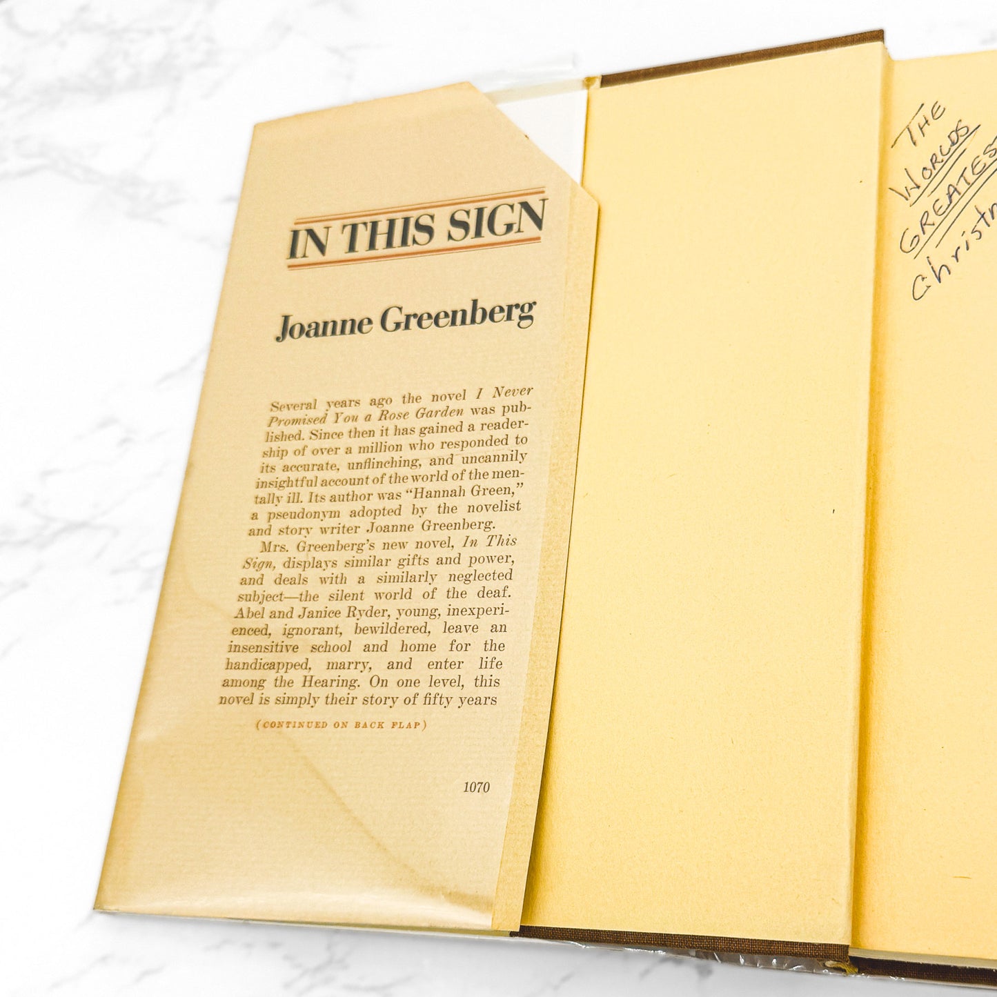 In This Sign by Joanne Greenberg SIGNED! [FIRST EDITION • FIRST PRINTING] 1970 • Holt Rinehart & Winston