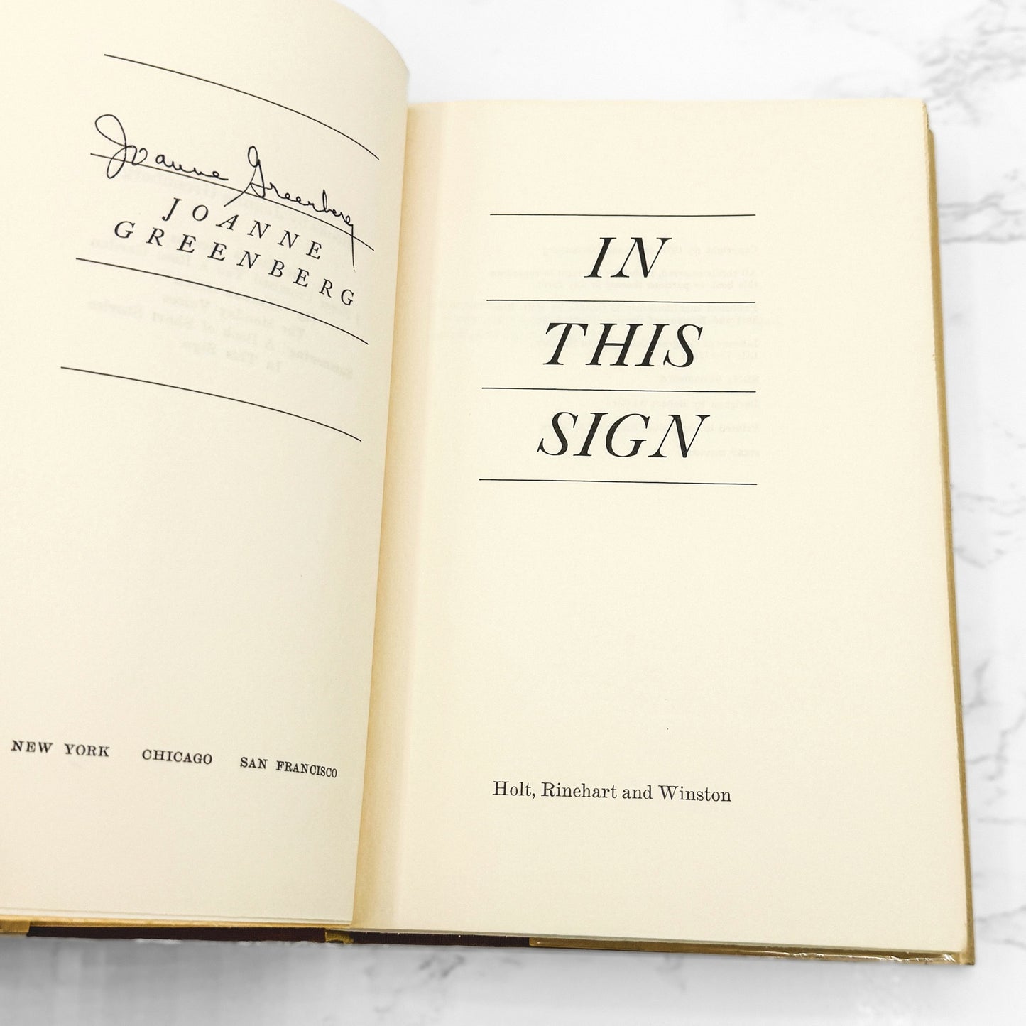 In This Sign by Joanne Greenberg SIGNED! [FIRST EDITION • FIRST PRINTING] 1970 • Holt Rinehart & Winston