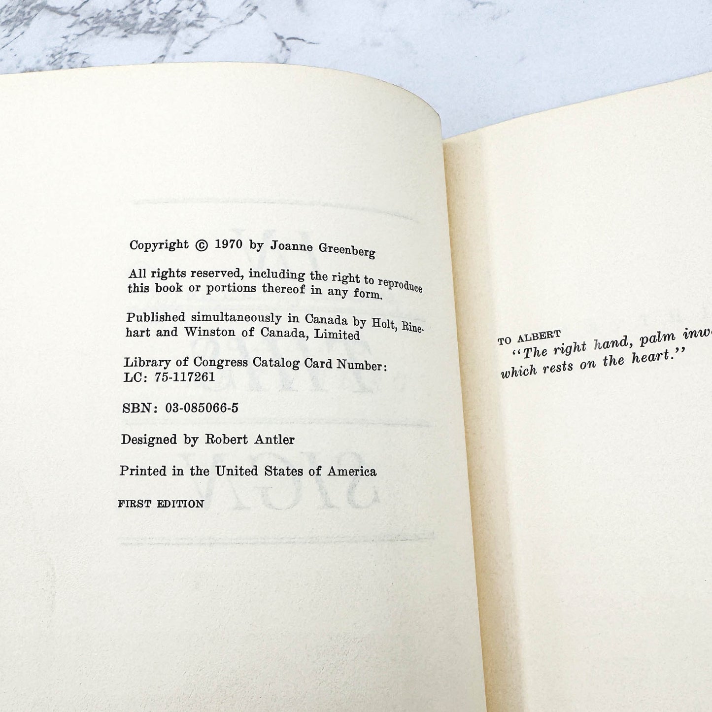 In This Sign by Joanne Greenberg SIGNED! [FIRST EDITION • FIRST PRINTING] 1970 • Holt Rinehart & Winston