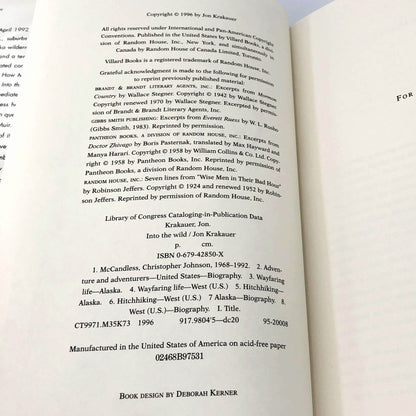 Into the Wild by Jon Krakauer [FIRST EDITION] 1996 • Villard