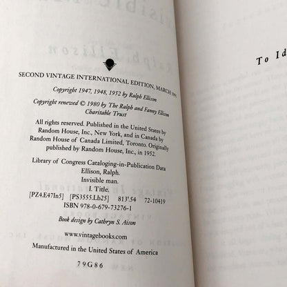 Invisible Man by Ralph Ellison [TRADE PAPERBACK] 2012 • Vintage International