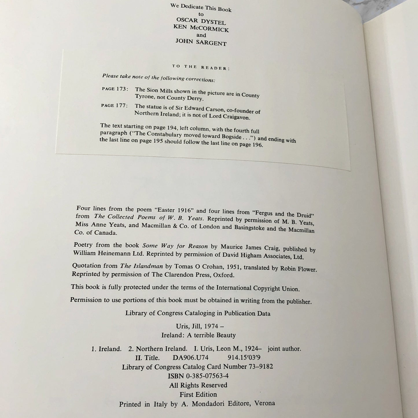 Ireland: A Terrible Beauty by Leon Uris & Jill Uris SIGNED! x2 [FIRST EDITION] 1976 • Doubleday & Co.