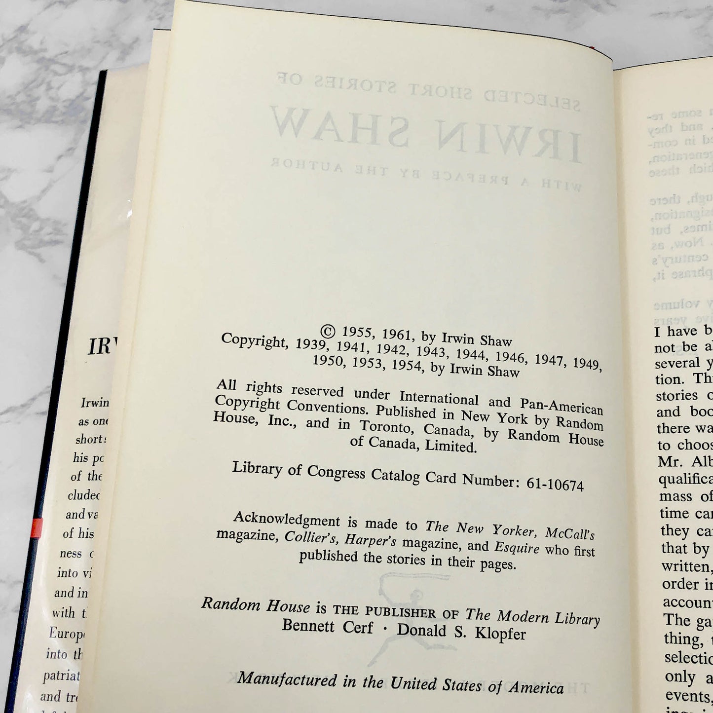 Selected Short Stories of Irwin Shaw [FIRST EDITION] 1961 • The Modern Library