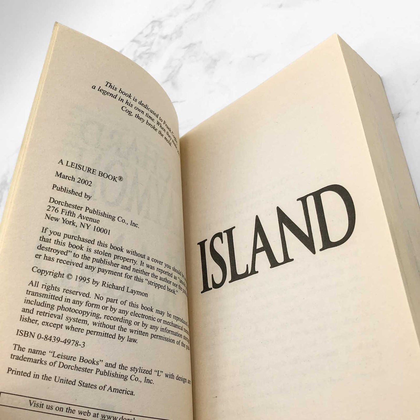 Island by Richard Laymon [2002 PAPERBACK] • Leisure Horror