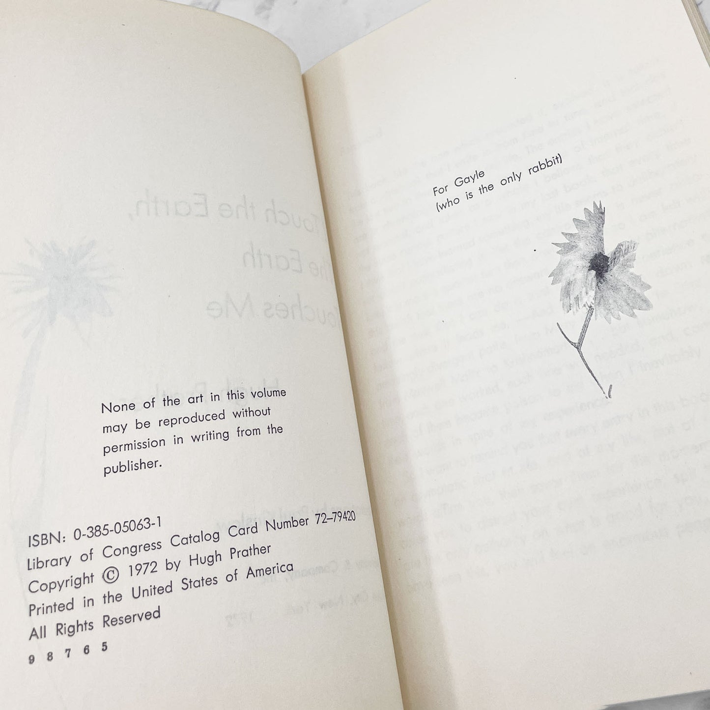 I Touch the Earth, the Earth Touches Me by Hugh Prather [FIRST EDITION] 1972 • Doubleday