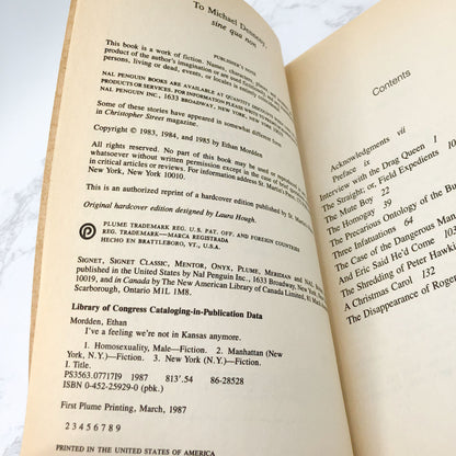 I've a Feeling We're Not in Kansas Anymore by Ethan Mordden [FIRST PAPERBACK EDITION] 1987 • Plume