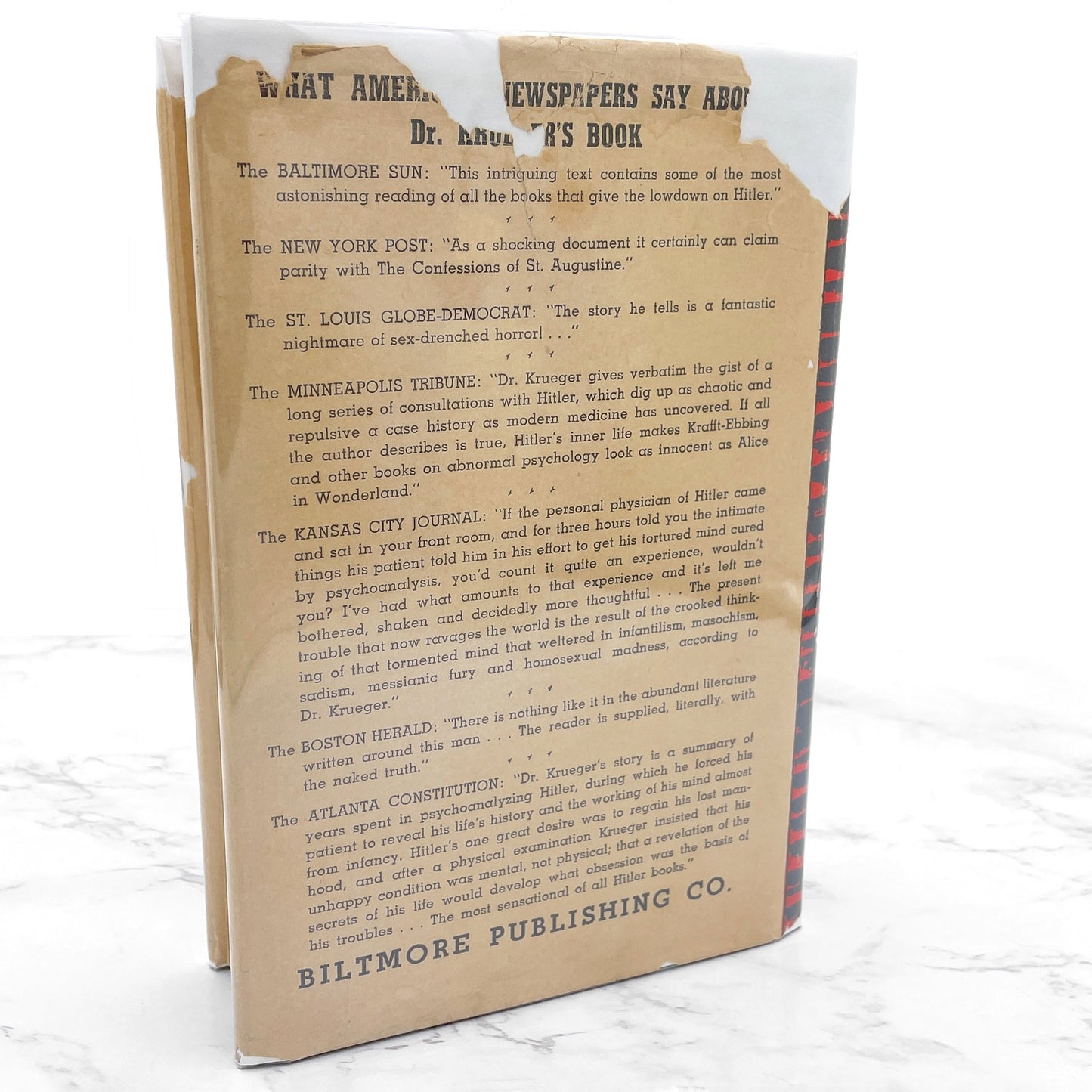 I Was Hitler's Doctor: His Intimate Life by Dr. Kurt Krueger [U.S. FIRST EDITION] 1943 • Biltmore