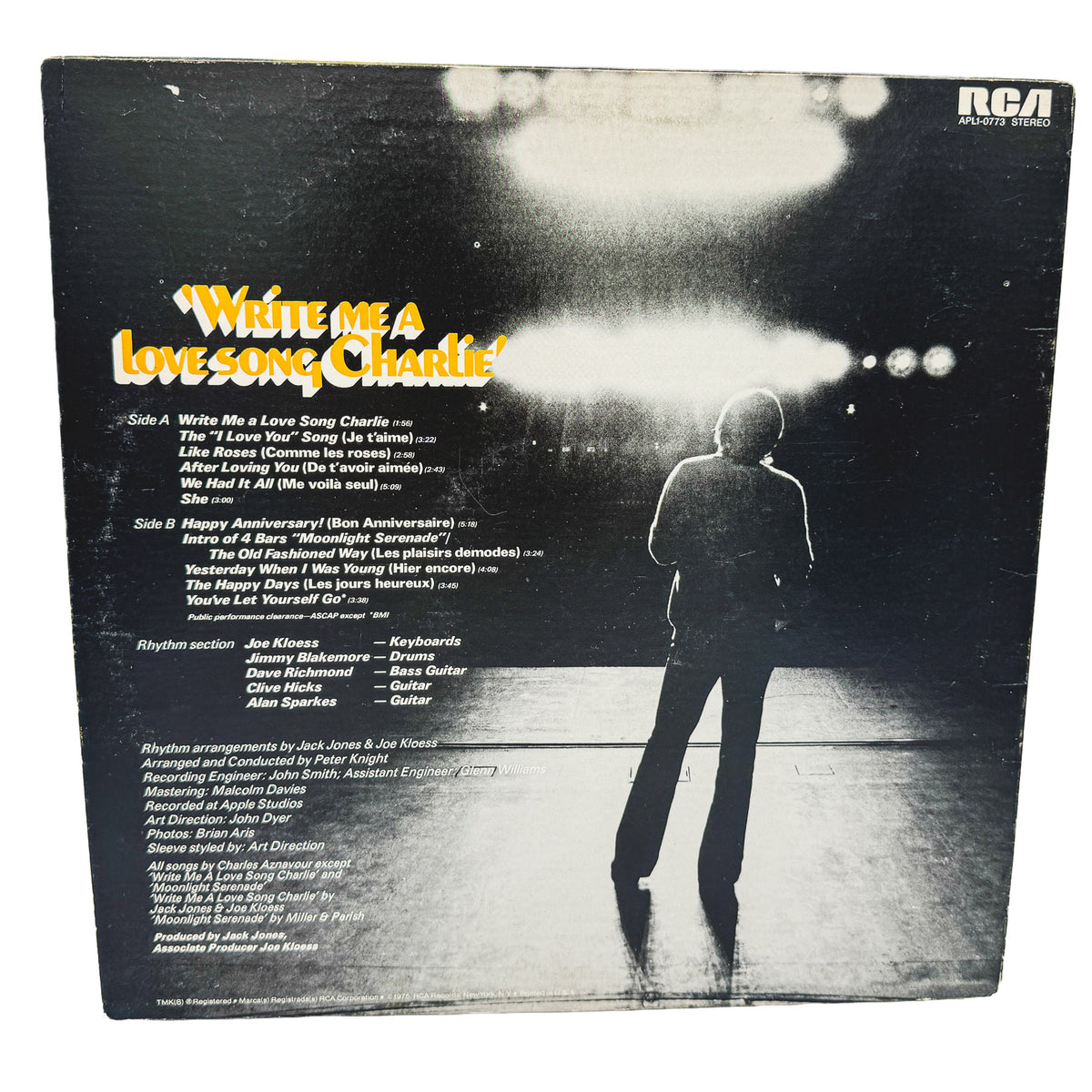 Jack Jones – Write Me A Love Song, Charlie SIGNED! [VINYL LP] 1975 • RCA Victor